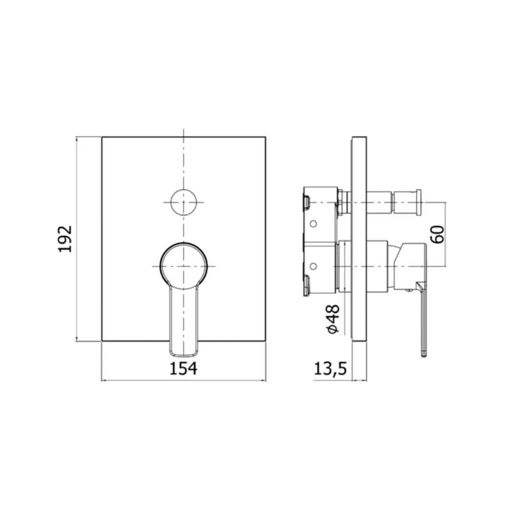 External built- shower mixer set 2 outlets Paffoni Rood series - Chrome voor Gezinnen | Kindveilig