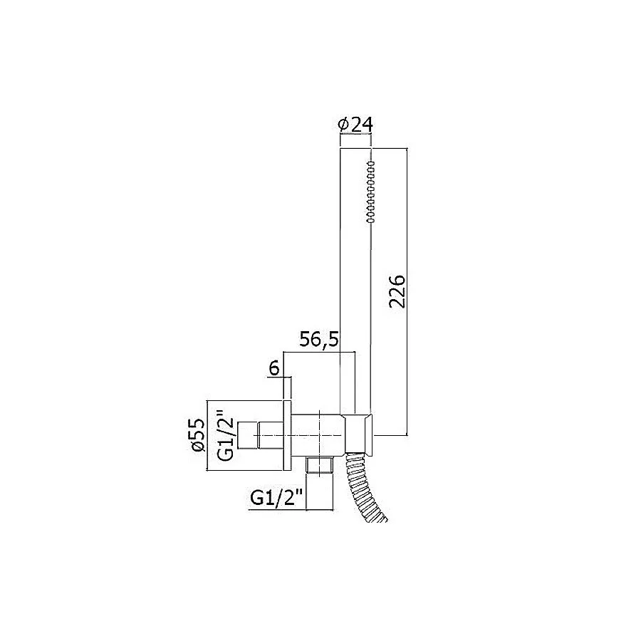 Hands-free Duplex shower set Paffoni water intake, hose and round chrome messing showerhead