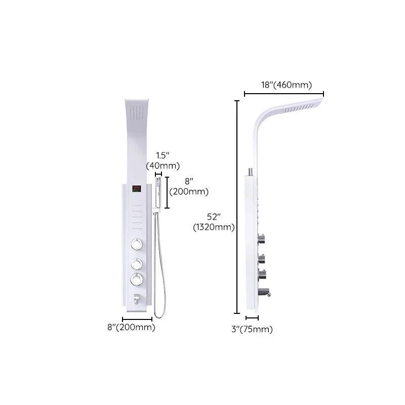 Hands-free White Shower Screen Set Slim Constant Temperature Bathroom Waterfall Rain Shower Head