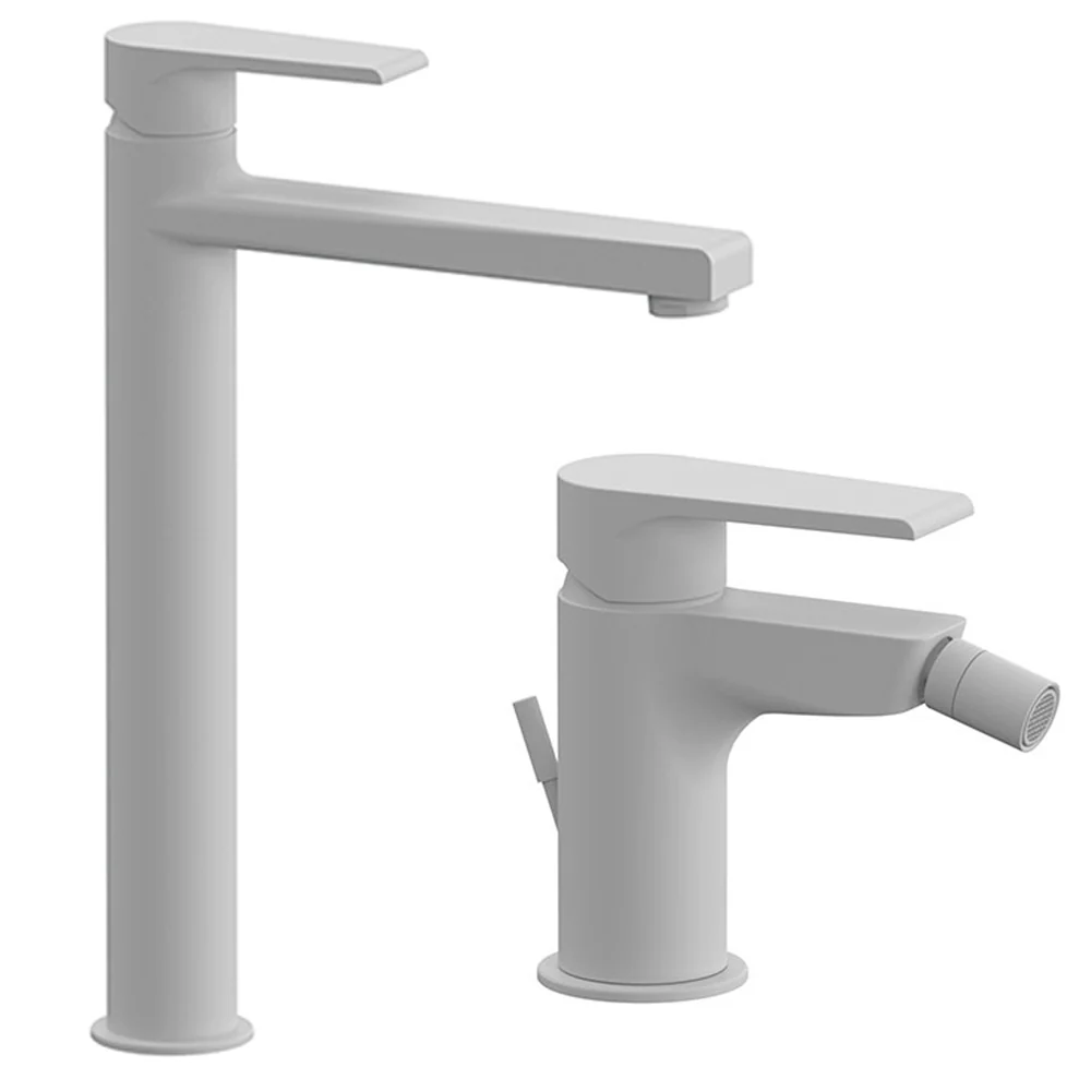 High basin and bidet mixer kit Rubinetterie Mariani Artic Matte Wit line