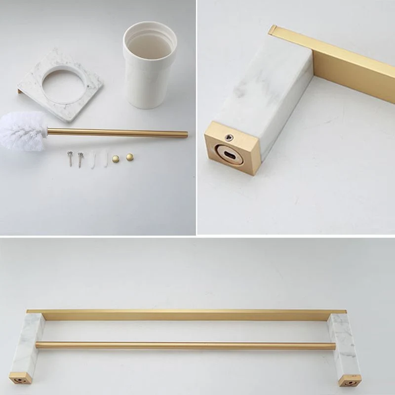 Polished Geel koper Bathroom Accessory Set Marble Bathroom Hardware White