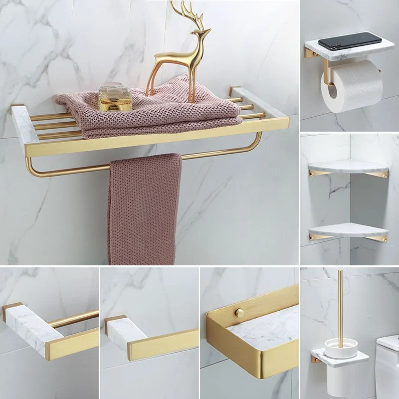 Polished Geel koper Bathroom Accessory Set Marble Bathroom Hardware White