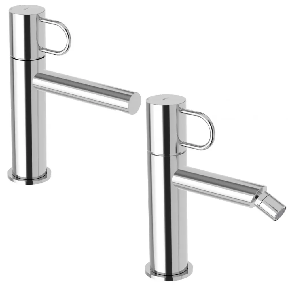 Set basin and bidet mixers click clack drain Paffoni Jocker chrome-plated met Overloopbeveiliging
