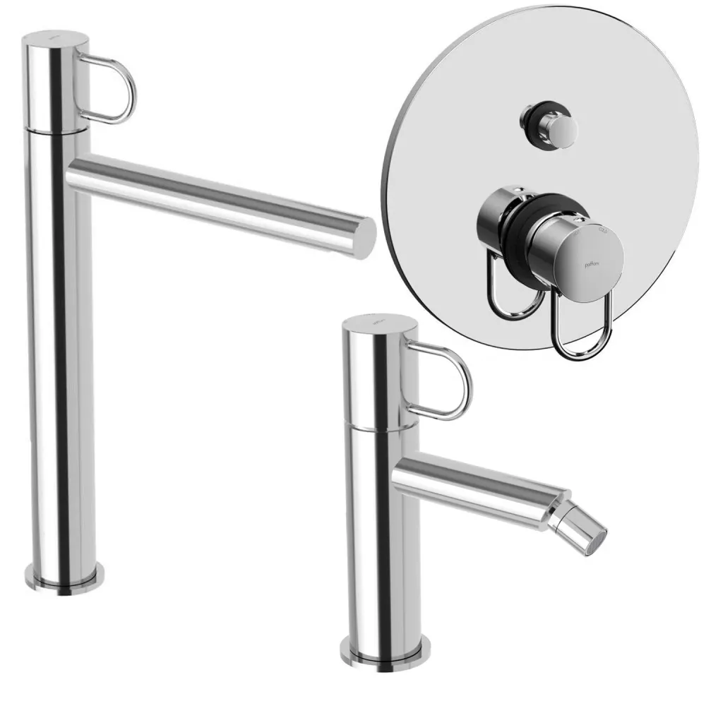 Set tall basin mixers, bidet and shower diverter Paffoni Jocker chrome-plated