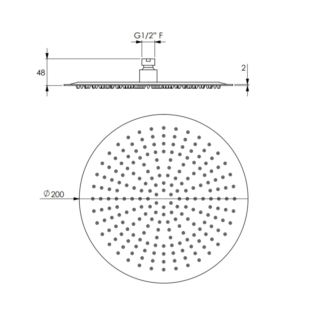Shower kit composed round showerhead diameter 20 cm, shower arm, and duplex set voor Luxe Douche-ervaring
