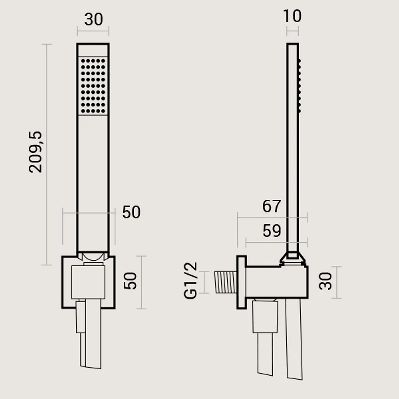 Shower set stainless staal shower head 50x22, duplex set and thermostatic mixer met Handdouche | 1,5m Slang