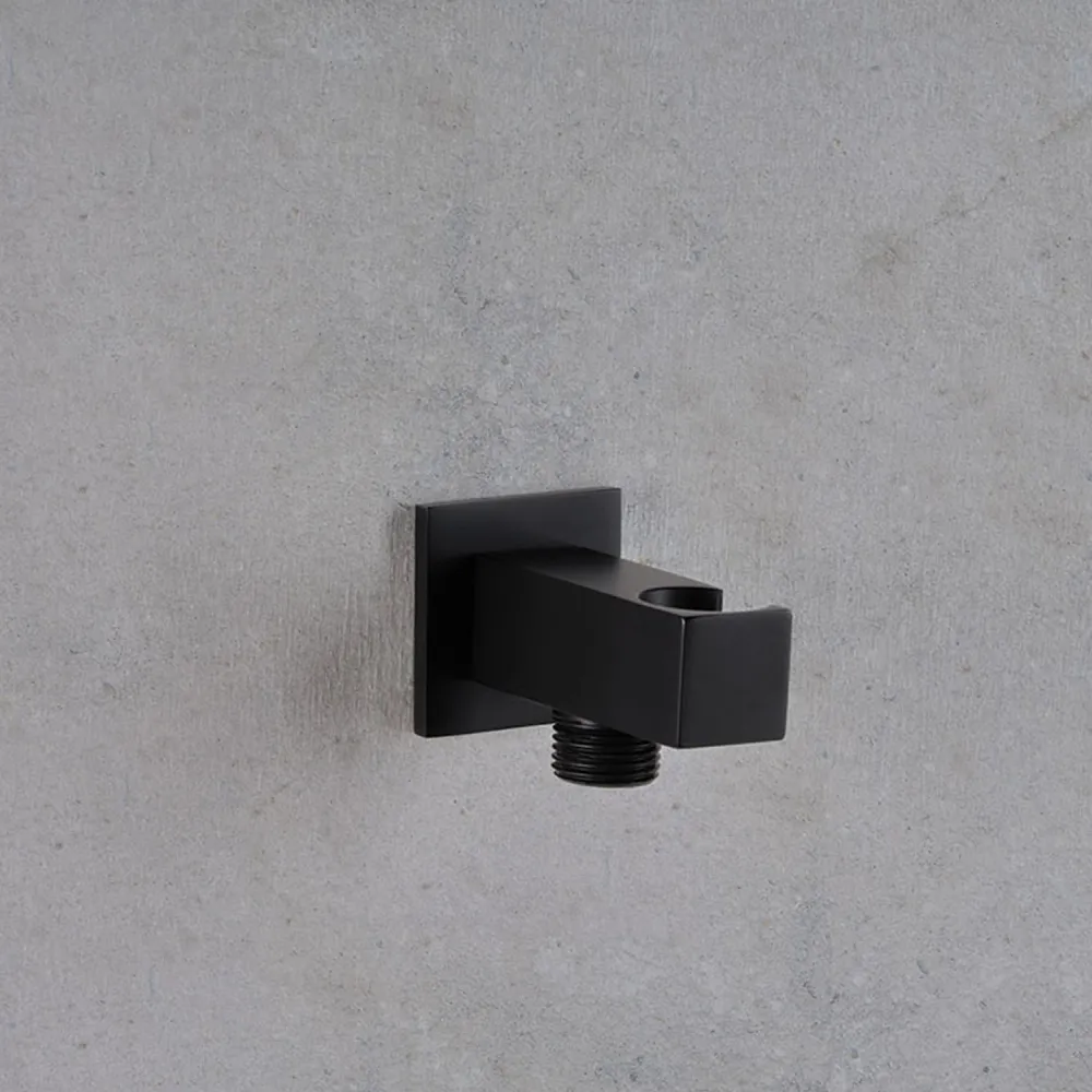 Square shower set 25x25 cm showerhead, Amy hand shower, water inlet and doffe black hose Ares met Douchekop en Slang