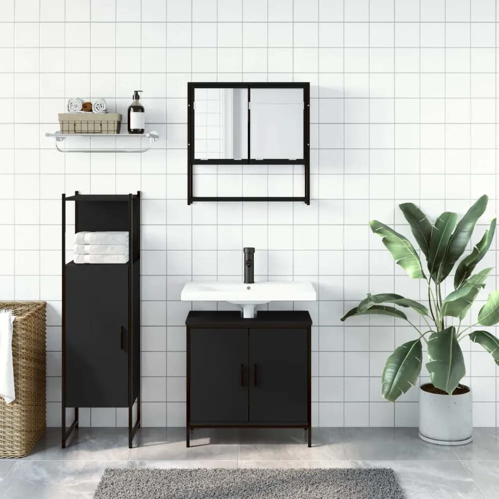 Thermostatische 3-delige Badkamermeubelset bewerkt hout bruin eikenkleur