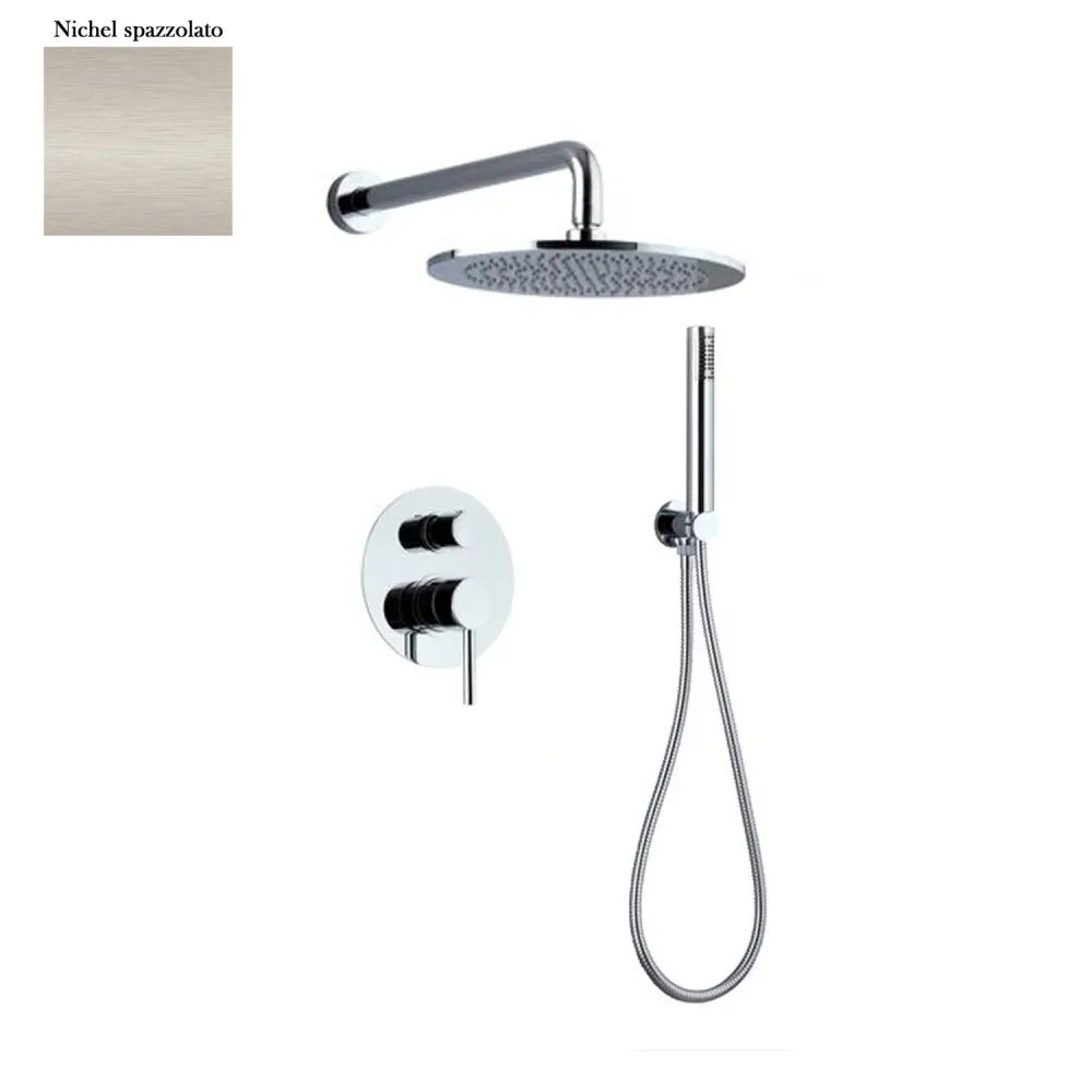Wandmontage Shower set composed Vienna showerhead, shower hose and 2-way diverter nickel