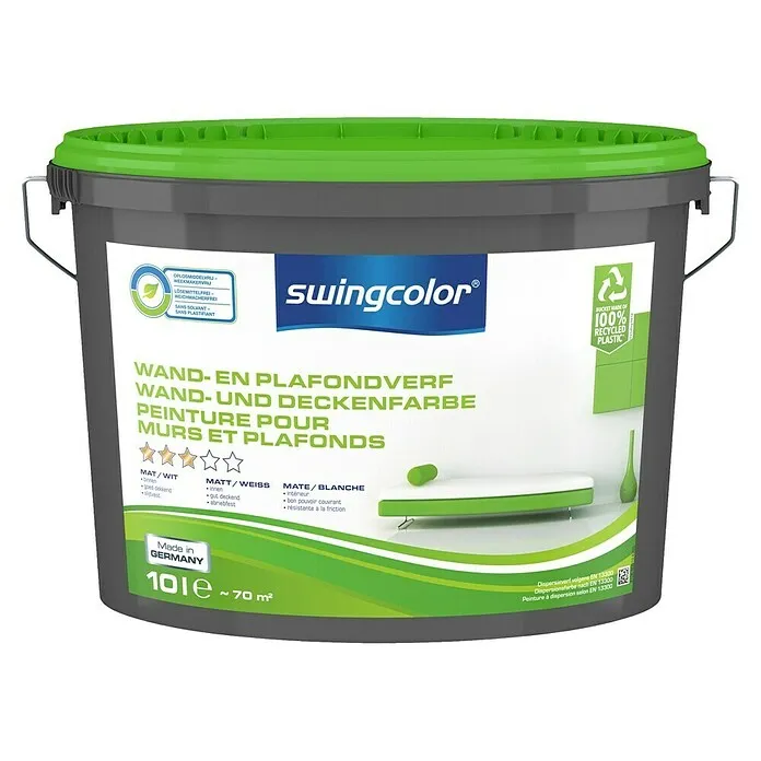 Gras swingcolor Muurverf Mat Wit - Wit, Mat, 10 l, Levert geen conserveringsmiddelen