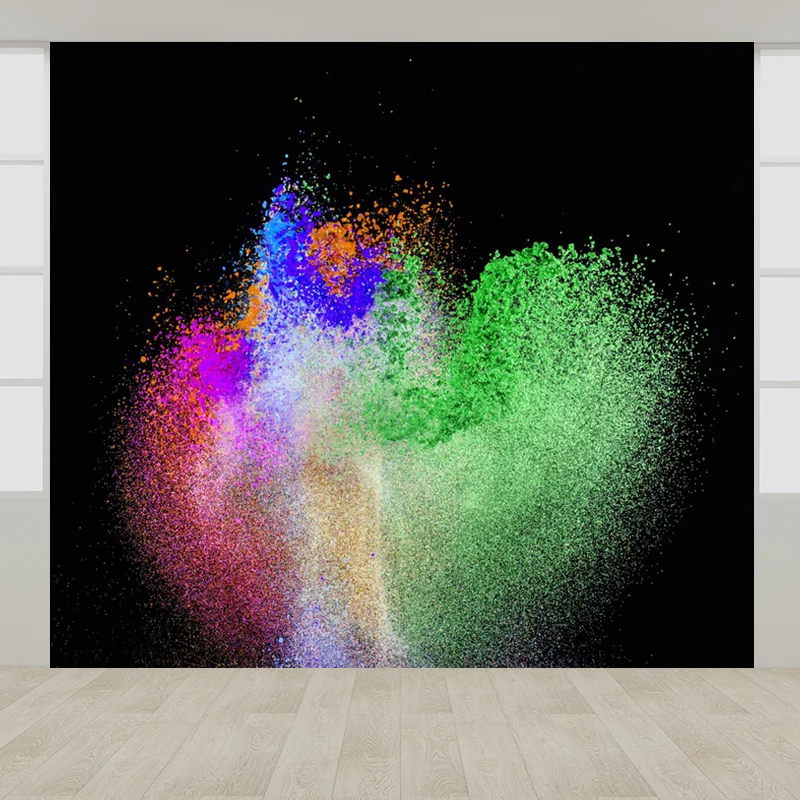 Veelkleurige poederbehang muurschildering abstracte moderne waterdichte wandbekleding voor thuis met afwerkmes