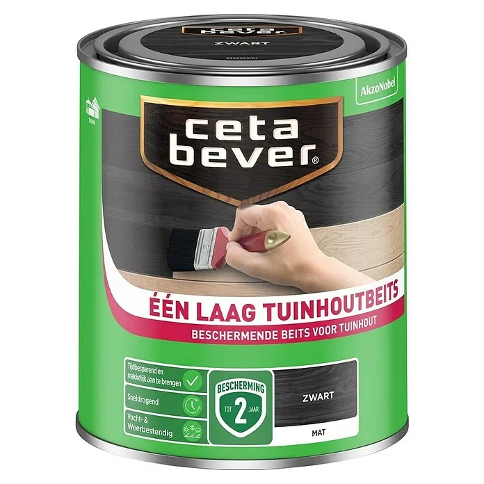 Cetabever Eén laag-beits - Zwart, 750 ml, Mat Easy Strip