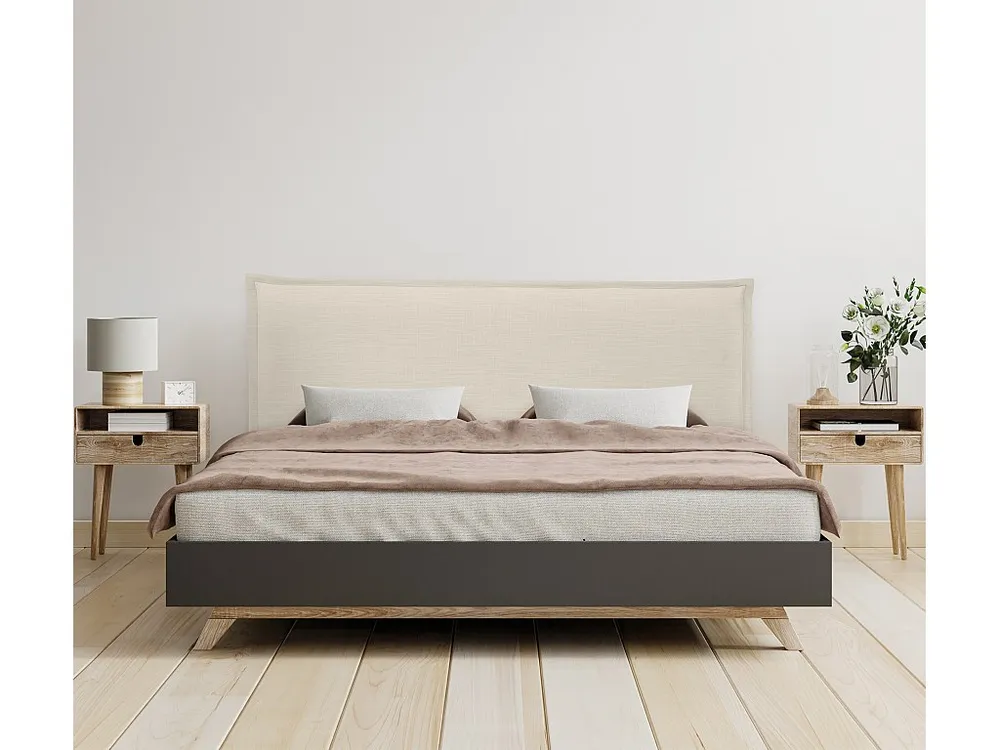 DHOME Glad vanzelfsprekend linnen hoofdeinde met rand 150x50cm bedden 150 - Beige