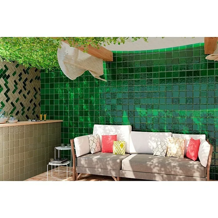 Gras El Barco Wandtegel CHIC Verde - 15 x 15 cm, Groen, Glanzend