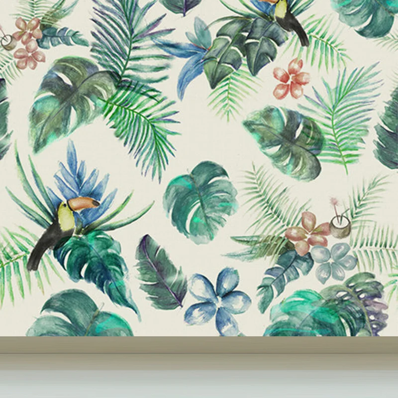 Grote bloem- en botanisch muurschilderingbehang Tropisch logischerwijs landschap Muurkunst groen Vochtbestendig en wasbaar
