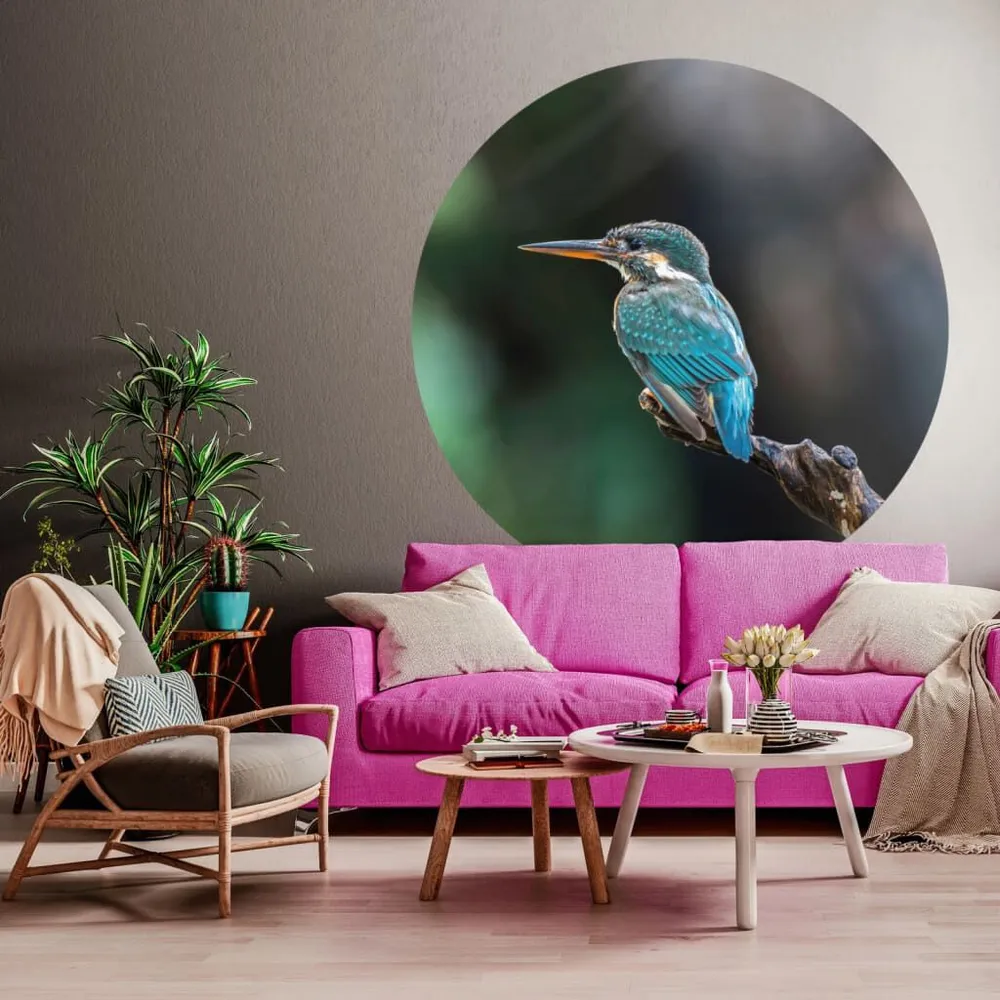 Papieren WallArt Behangcirkel Kingfisher 142,5 cm