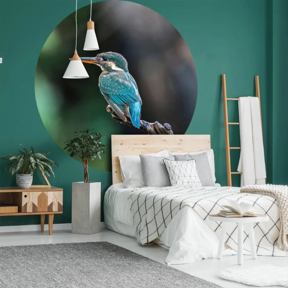 Papieren WallArt Behangcirkel Kingfisher 142,5 cm