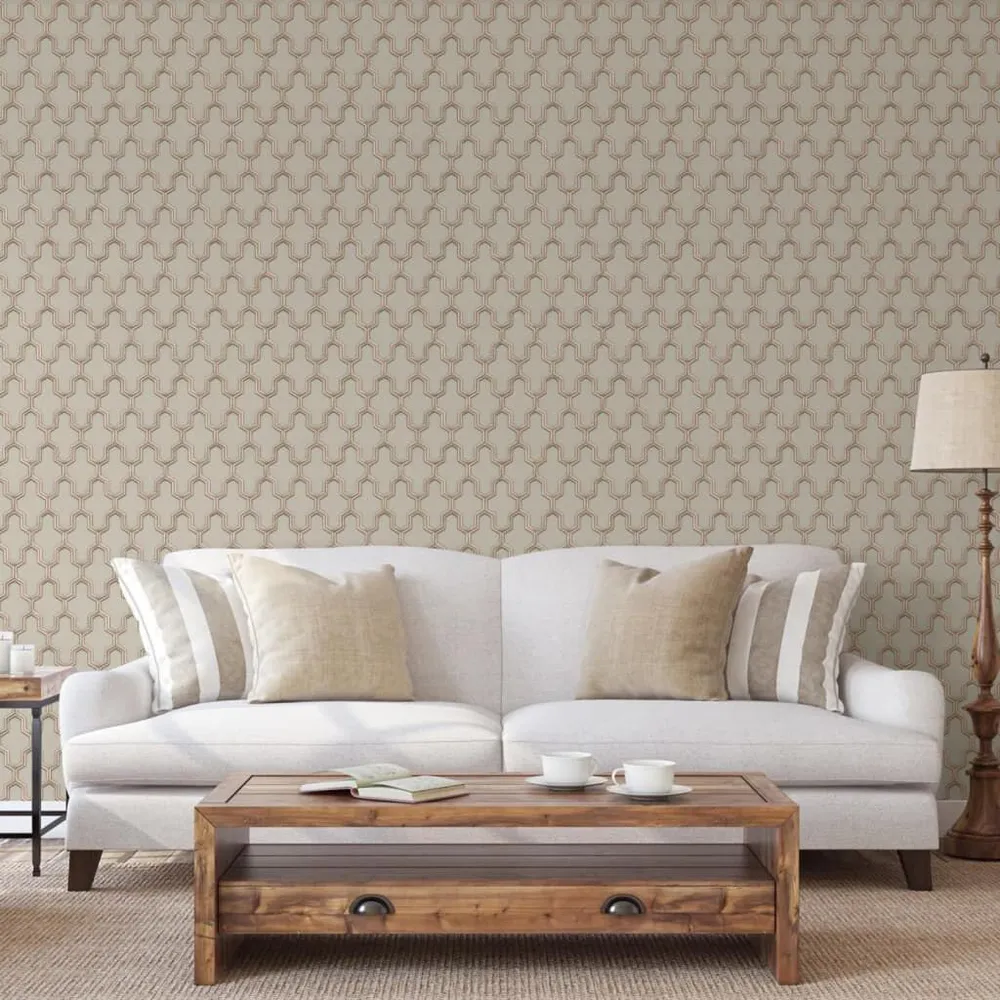 Premium Zelfklevend DUTCH WALLCOVERINGS Behang Geometric goudkleurig en groen