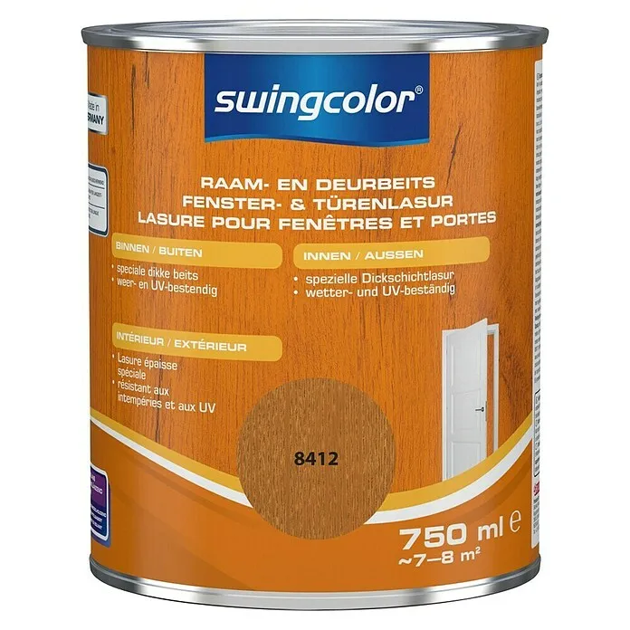 swingcolor Beits voor kozijnen en deuren - Teakhout, 750 ml, Zijdeglans