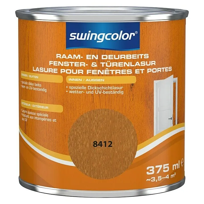 swingcolor Beits voor kozijnen en deuren - Teakhout, 375 ml, Zijdeglans