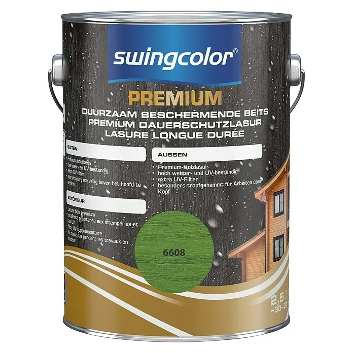 swingcolor Gewaardeerd Houtbeits voor langdurige bescherming - 2,5 l, Weidegroen, Zijdeglans