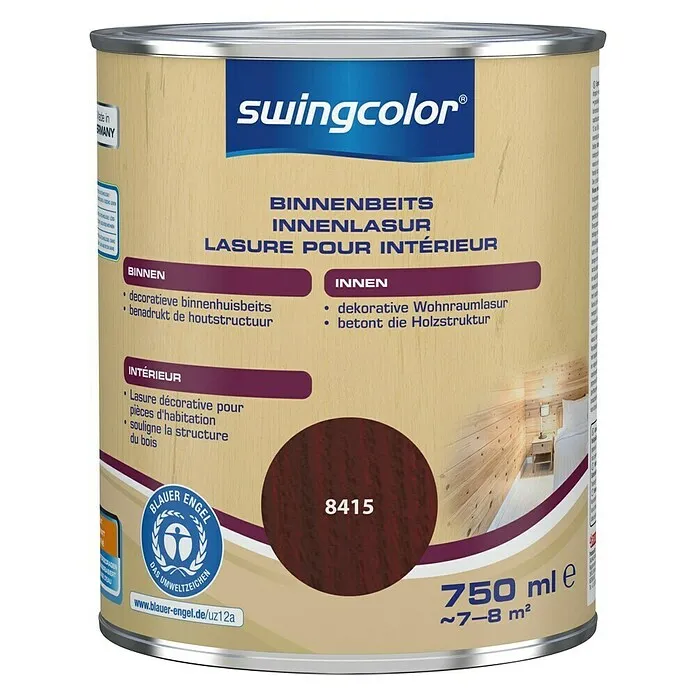 swingcolor Houtbeits voor binnen - Palissander, 750 ml, Zijdemat Vochtbestendig en wasbaar
