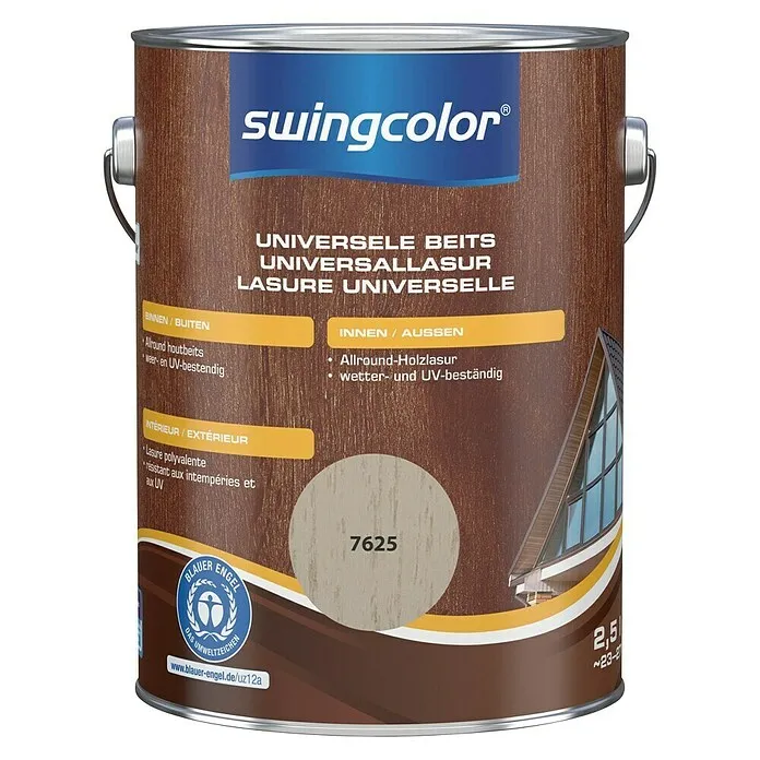 swingcolor Universele beits - Beach grey, 2,5 l, Zijdeglans met lijm al aangebracht