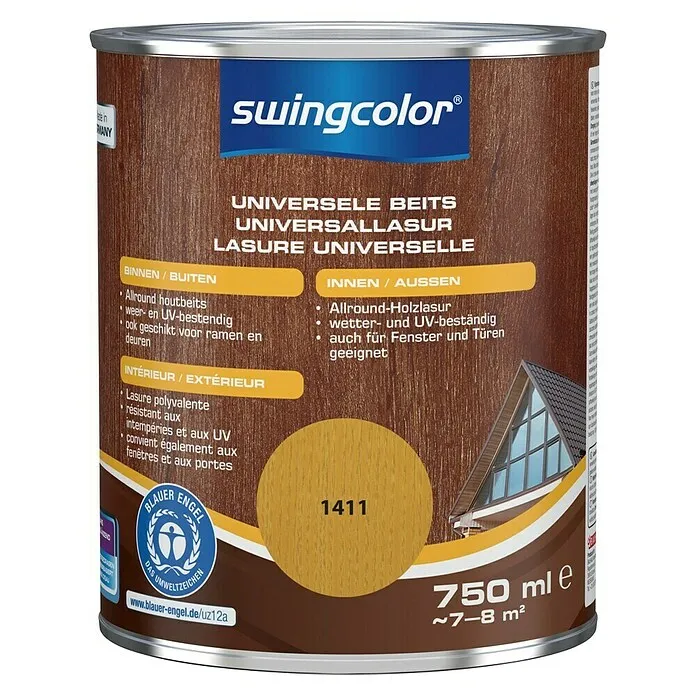 swingcolor Universele beits - Grenen, 750 ml, Zijdeglans | 10 m² | 53 cm breed