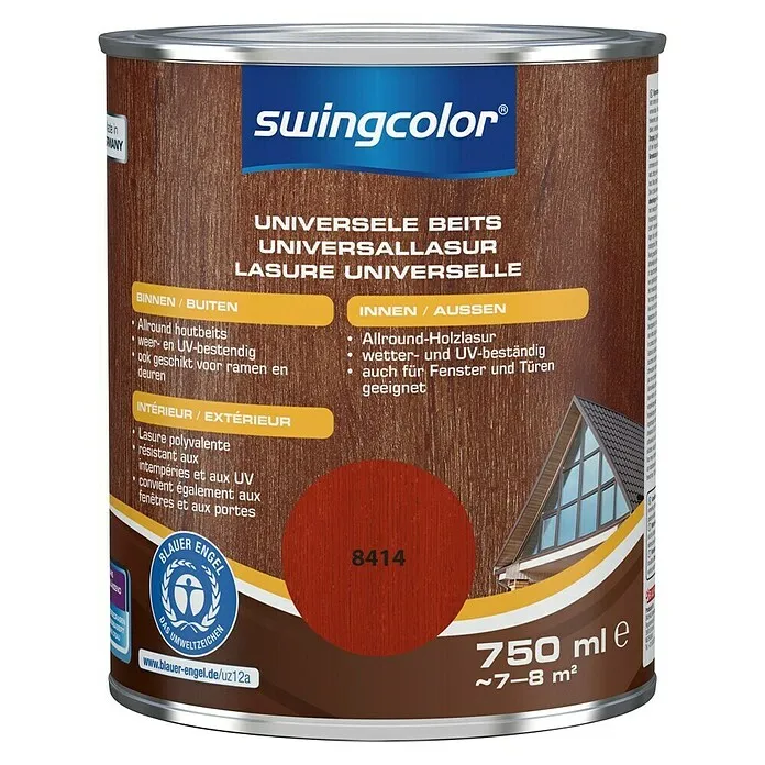 swingcolor Universele beits - Mahonie, 750 ml, Zijdeglans voor vochtige ruimtes