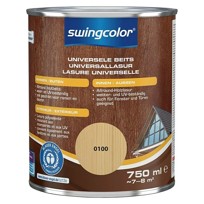 swingcolor Universele beits - Transparant, 750 ml, Zijdeglans Geschikt voor oneffen muren