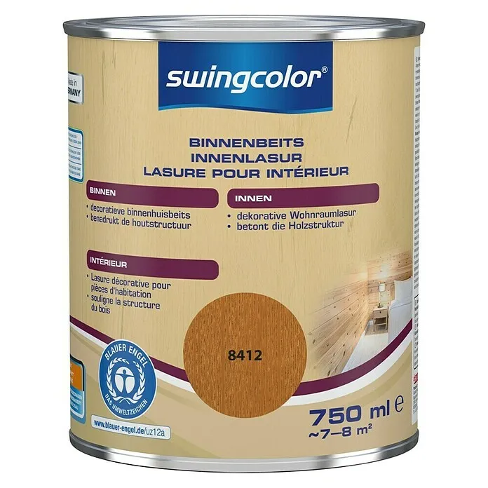 Vlies swingcolor Houtbeits voor binnen - Teakhout, 750 ml, Zijdemat