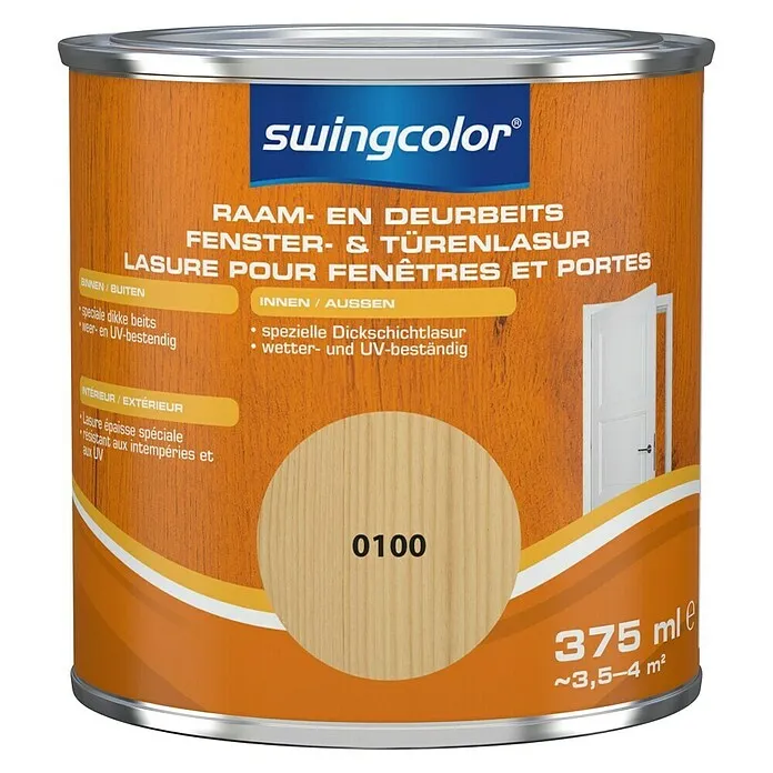 Vochtbestendig swingcolor Beits voor kozijnen en deuren - Transparant, 375 ml, Zijdeglans