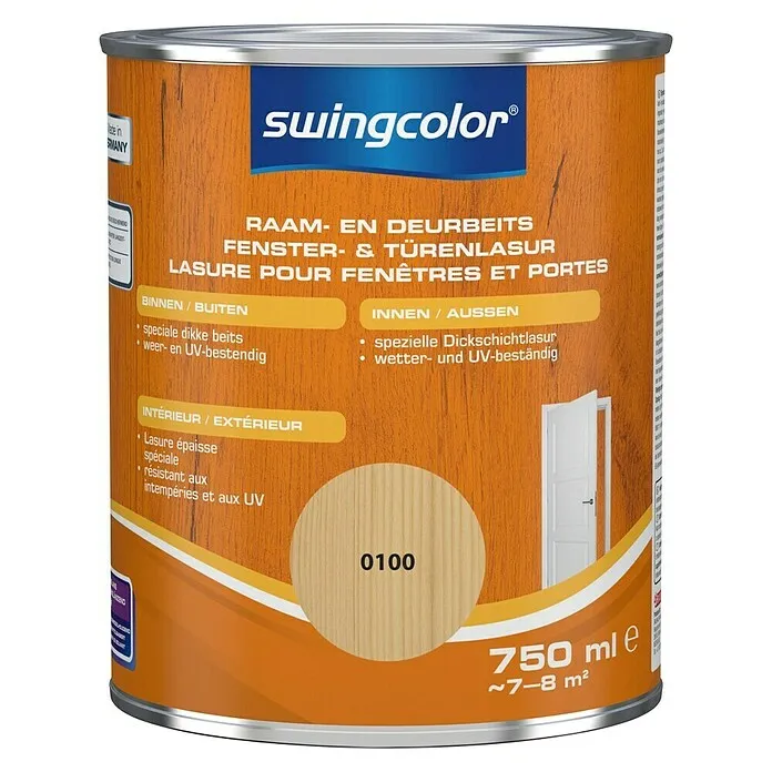 Washable swingcolor Beits voor kozijnen en deuren - Transparant, 750 ml, Zijdeglans