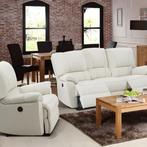 Elektrisch relax-bankstel 3+1 van leer MARCIS - Ivoor