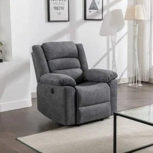 Elektrische relaxfauteuil grijze stoffenheftige BUROLO
