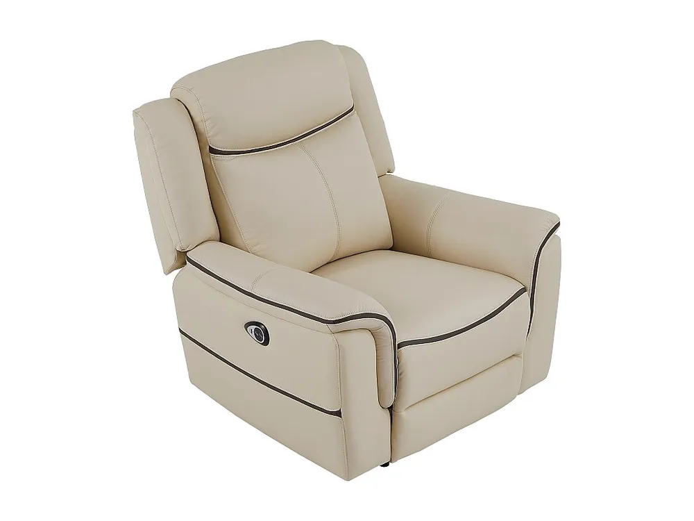 Elektrische relax-fauteuil van lichtbruin leer ADELIO | Snelle Levering NL/BE
