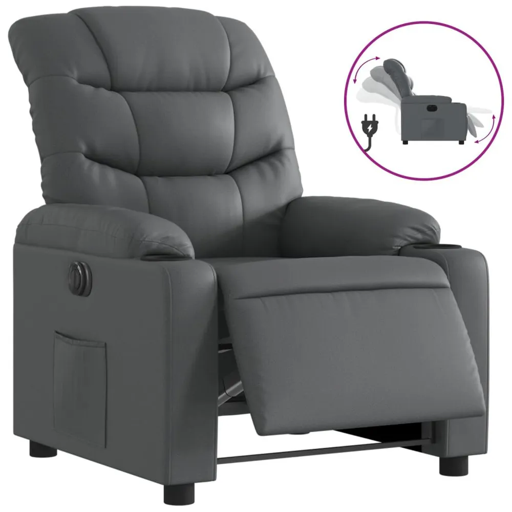 Fauteuil verstelbaar elektrisch kunstleer grijs