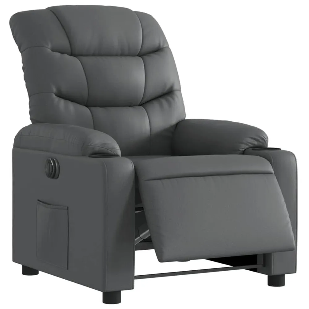 Fauteuil verstelbaar elektrisch kunstleer grijs