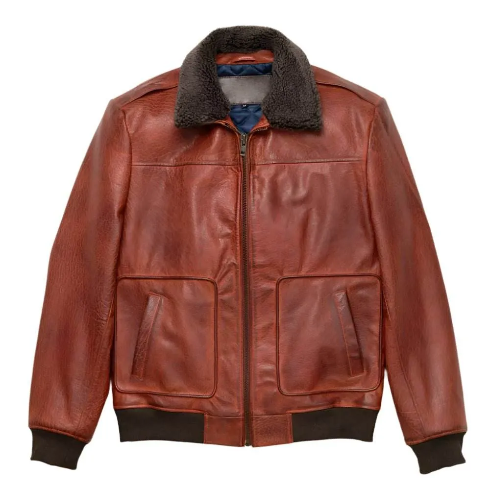 Limited Maverick Van leer Bomber Jacket Grain Collectie