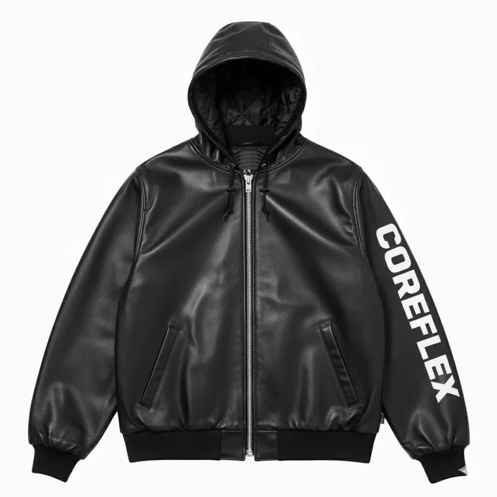 Leathers Zwarte Werkjas met Capuchon