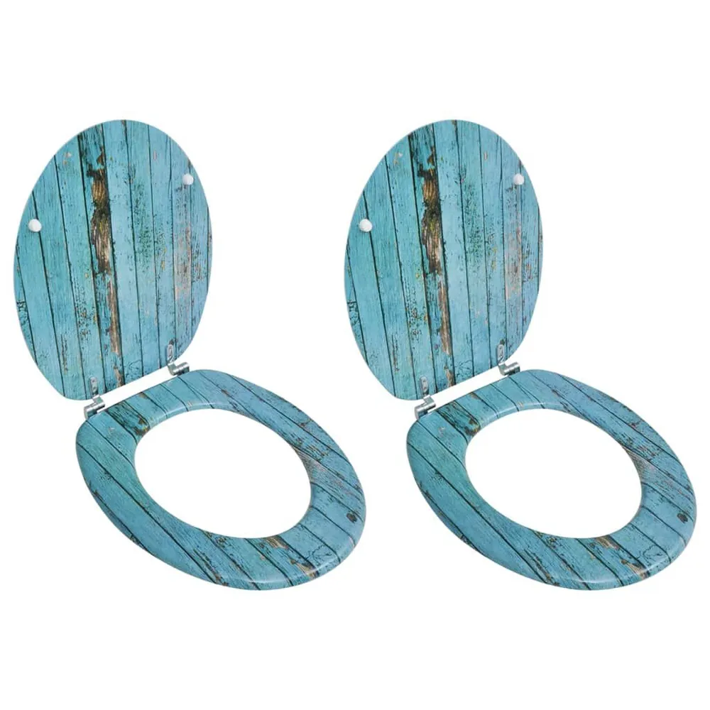 Toiletbrillen met deksels 2 st antiek hout MDF