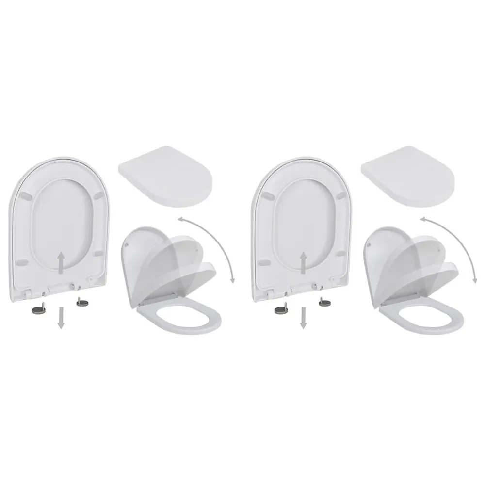 Toiletbrillen met soft-close deksels 2 st kunststof wit