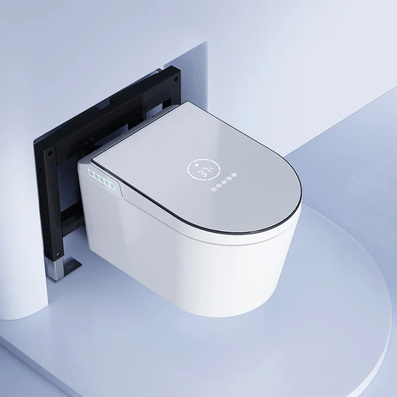 White Smart Bidet Ceramic Elongated Wall Mount Donzig Close Heated Seat voor Toegankelijke Badkamers