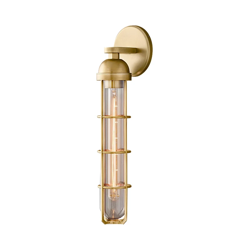 Energiezuinige 10,5"/17" H langwerpige metalen wandgemonteerde lamp Nostalgisch 1 lamp gouden afwerking wandgemonteerde li...