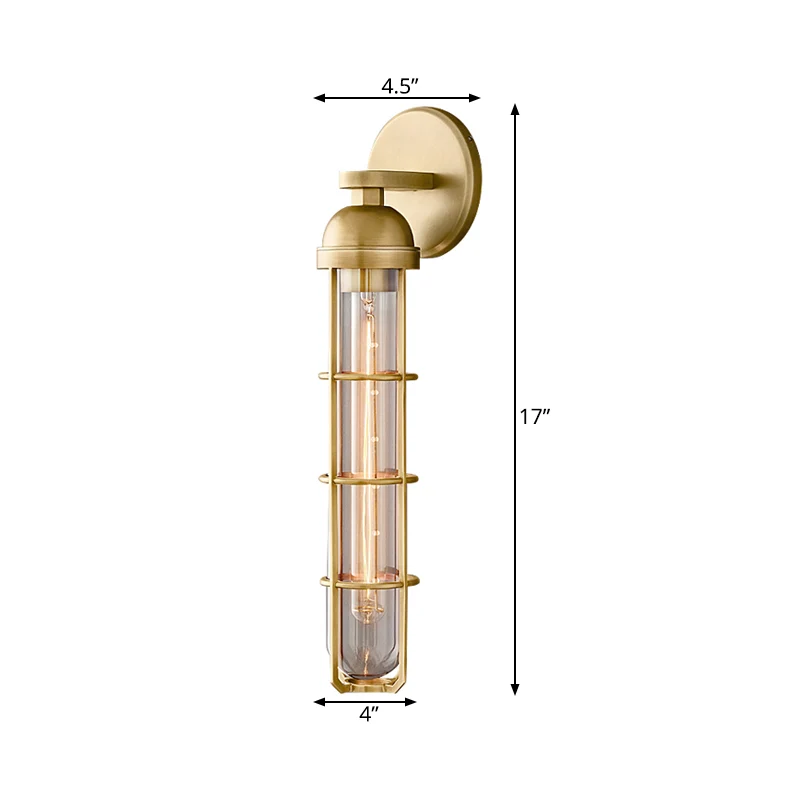 Energiezuinige 10,5"/17" H langwerpige metalen wandgemonteerde lamp Nostalgisch 1 lamp gouden afwerking wandgemonteerde li...