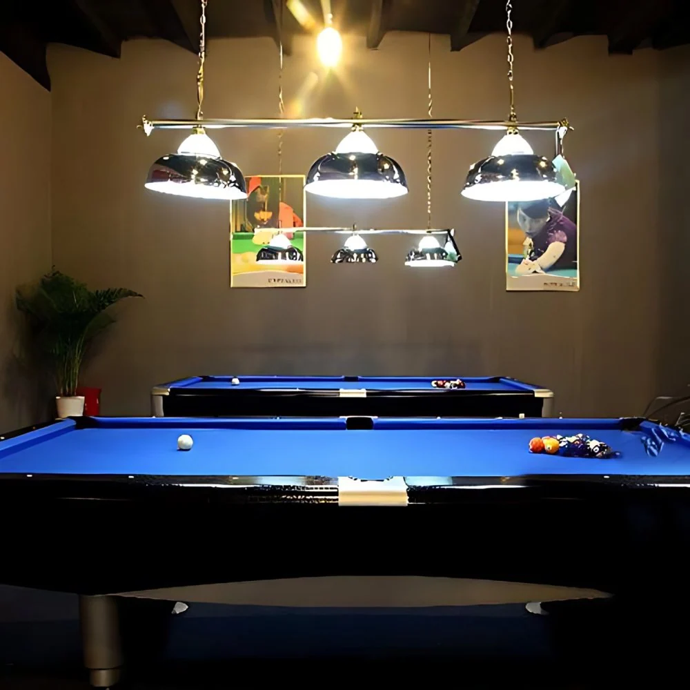 Ronde Flush Mount Loft-stijl dubbele bubbel hanglamp 3 koppen glas en metalen hanglamp chroom/goud voor pooltafel