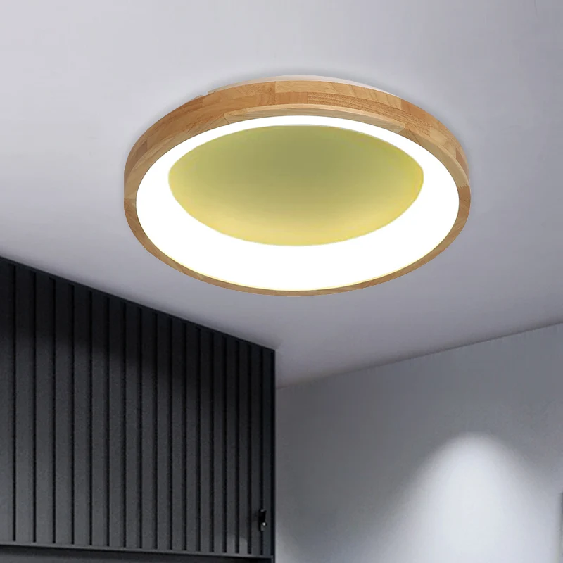 12"/16"/19.5" Breed Dented Circular LED Flush-mount Light Nordic Style Wood and Acrylic Ceiling Light Hallway Blue