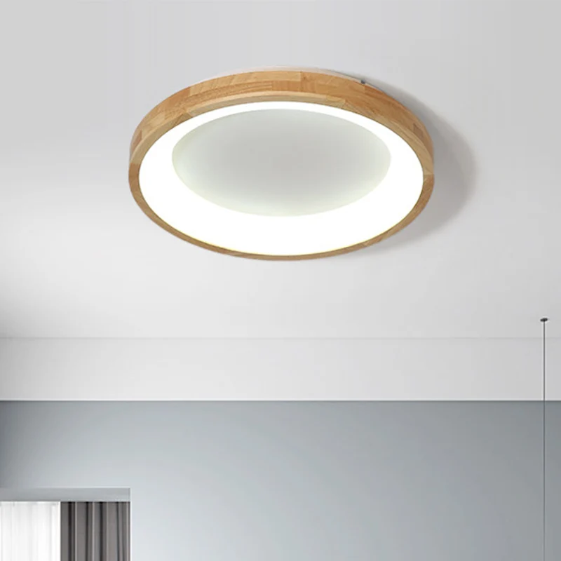 12"/16"/19.5" Breed Dented Circular LED Flush-mount Light Nordic Style Wood and Acrylic Ceiling Light Hallway Blue