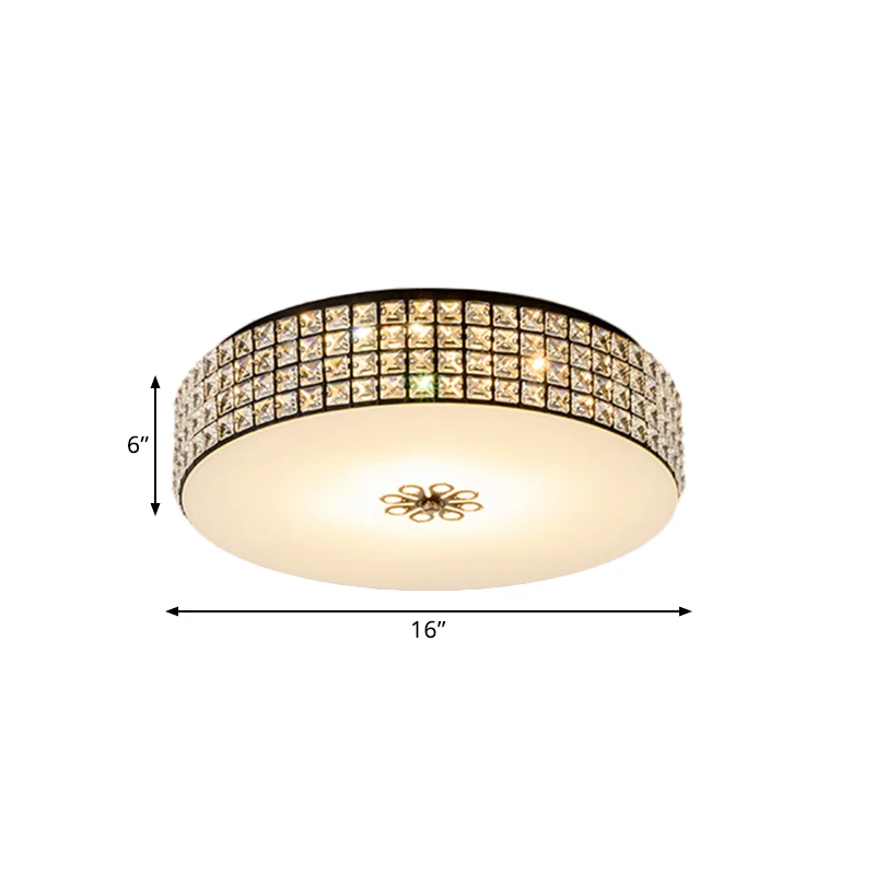 16"/19,5" brede LED-druminbouwlamp, hedendaagse heldere kristallen inbouwplafondlamp voor slaapkamer met Afstandsbediening