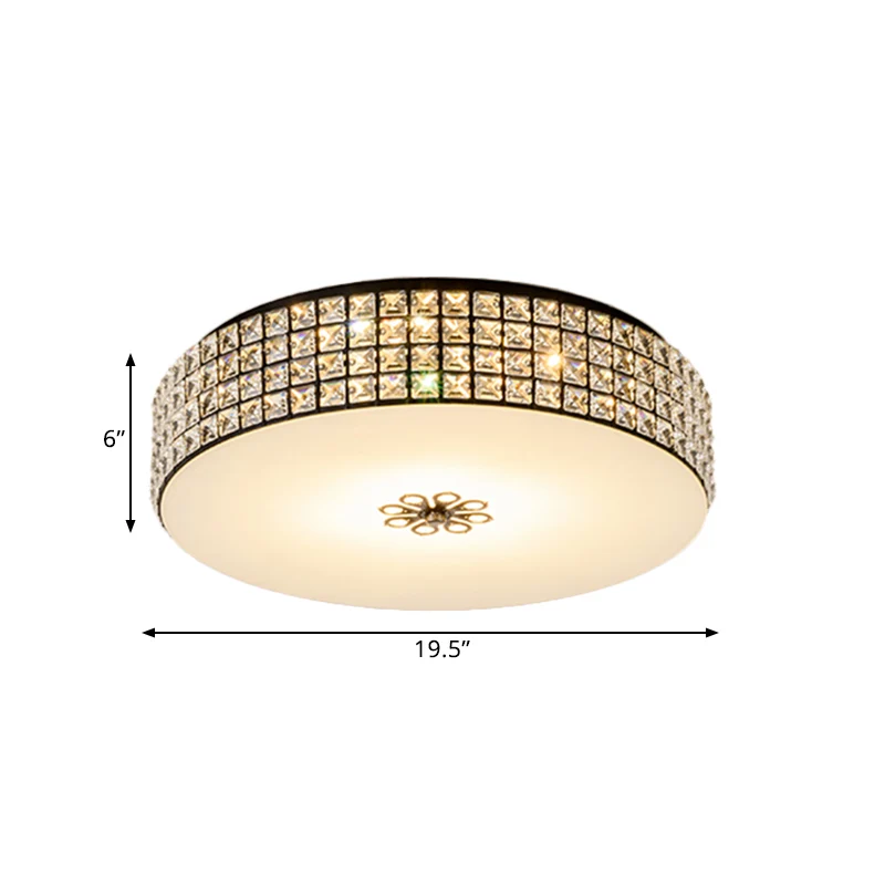 16"/19,5" brede LED-druminbouwlamp, hedendaagse heldere kristallen inbouwplafondlamp voor slaapkamer met Afstandsbediening